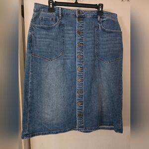 KUT Denim Button-Front Skirt